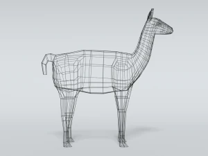 low poly cartoon llama guanaco 3D Model