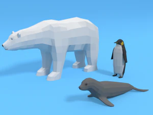 collection de packs d'animaux polaires low poly Modèle 3D