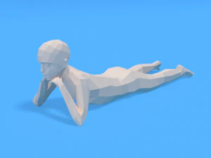 low poly kid laying down 3D Model