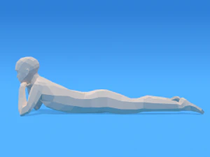 low poly kid laying down 3D Model
