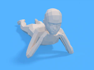 low poly kid laying down 3D Model