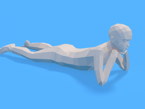 low poly kid laying down Model 3D