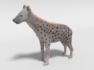 low poly cartoon hyena 3D Model