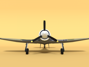 low poly cartoon hawker tempest mkii airplane 3D 模型