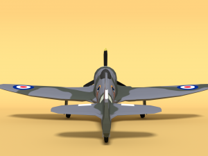 low poly cartoon hawker tempest mkii airplane 3D 模型