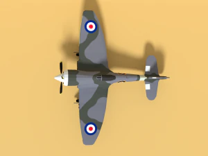 low poly cartoon hawker tempest mkii airplane 3D Model