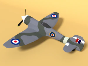 low poly cartoon hawker tempest mkii airplane 3D Model