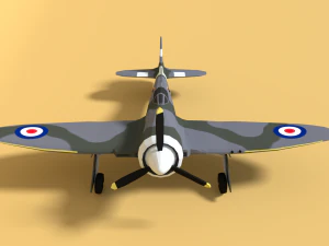 low poly cartoon hawker tempest mkii airplane 3D Model