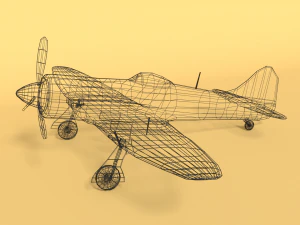 low poly cartoon hawker tempest mkii airplane 3D Model