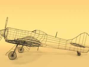 low poly cartoon hawker tempest mkii airplane 3D Model