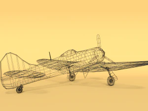 low poly cartoon hawker tempest mkii airplane 3D Model