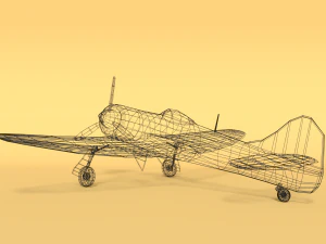 low poly cartoon hawker tempest mkii airplane 3D Model