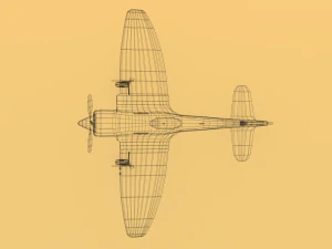 low poly cartoon hawker tempest mkii airplane 3D Model