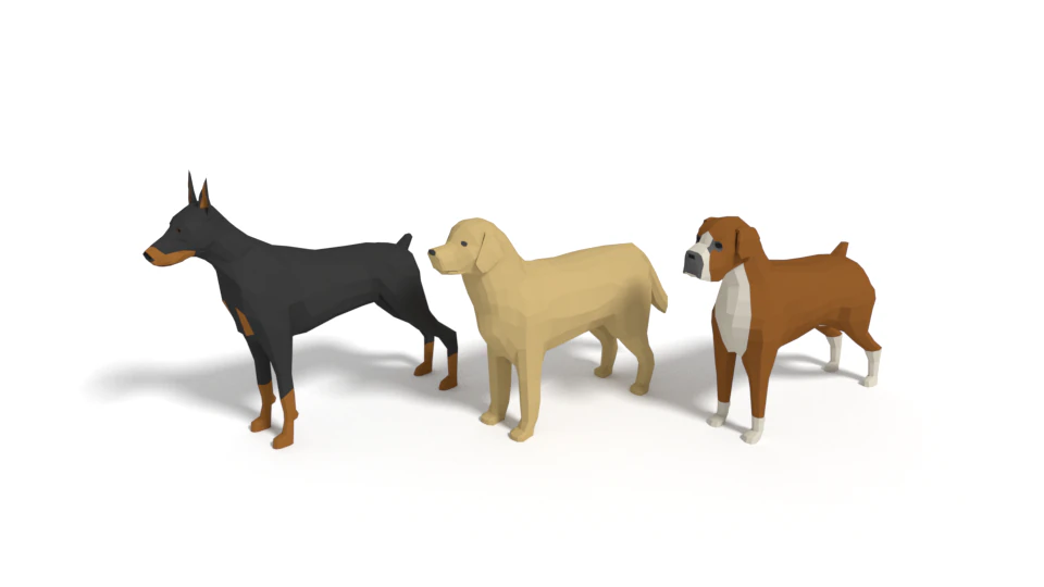 low poly cartoon dog pack collection 3D Model .c4d .max .obj .3ds .fbx .stl .blend 