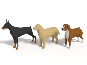 low poly cartoon dog pack collection 3D Model