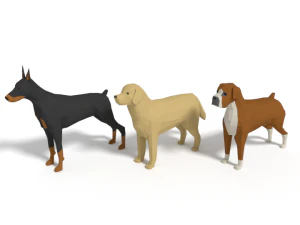 d&uuml;ş&uuml;k poli karikat&uuml;r k&ouml;pek paketi koleksiyonu 3D Model