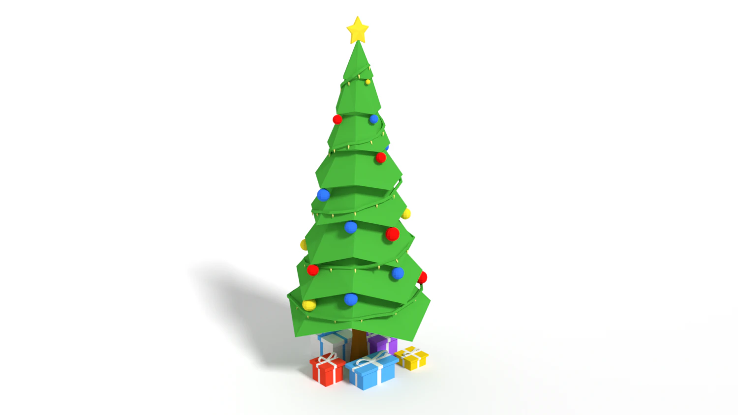 low poly cartoon christmas tree 3D Model .c4d .max .obj .3ds .fbx .stl .blend