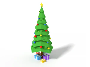 low poly cartoon christmas tree 3D Model