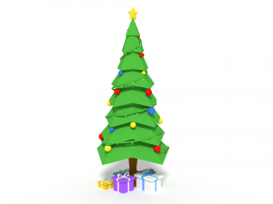 low poly cartoon christmas tree 3D Model