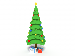 low poly cartoon christmas tree 3D Model