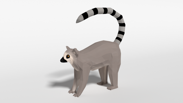 low poly cartoon ring tailed lemur Model 3D .c4d .max .obj .3ds .fbx .stl .blend 