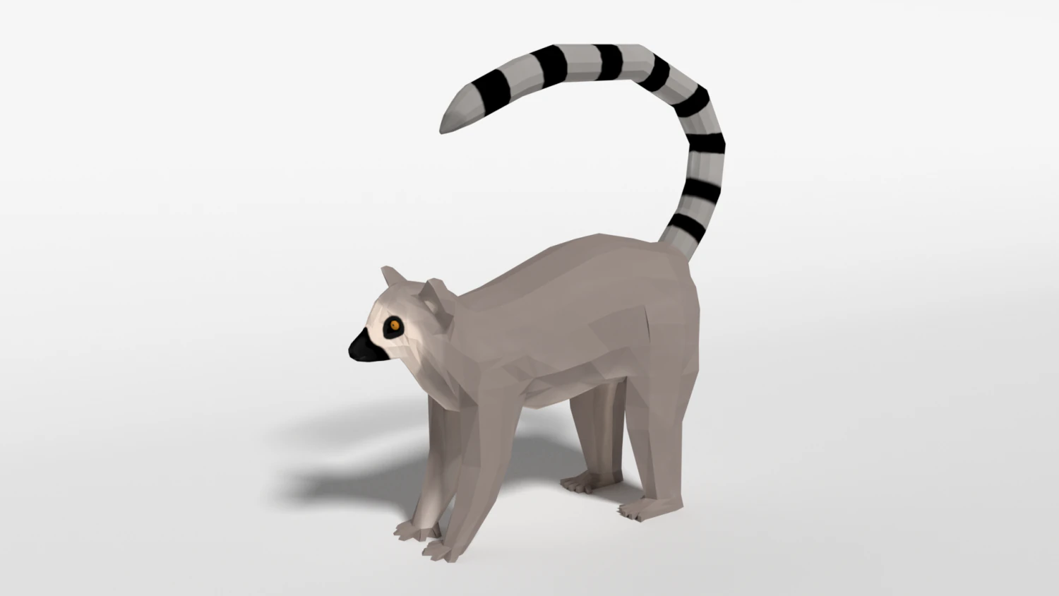 low poly cartoon ring tailed lemur 3D Model .c4d .max .obj .3ds .fbx .stl .blend 