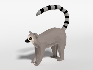low poly cartoon ring tailed lemur 3D Model