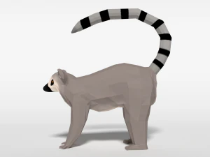 low poly cartoon ring tailed lemur 3D Model