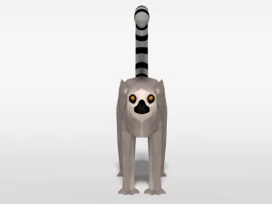 low poly cartoon ring tailed lemur 3D Model