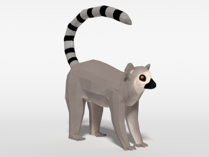 low poly cartoon ring tailed lemur Model 3D