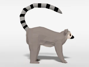 low poly cartoon ring tailed lemur 3D Model
