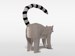 low poly cartoon ring tailed lemur Model 3D