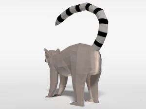 low poly cartoon ring tailed lemur 3D Model