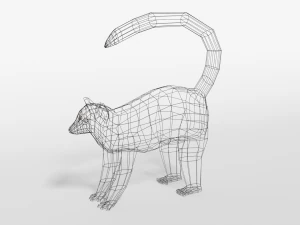 low poly cartoon ring tailed lemur 3D Model