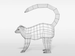 low poly cartoon ring tailed lemur 3D Model