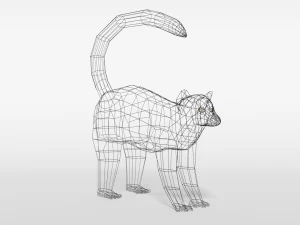 low poly cartoon ring tailed lemur 3D Model
