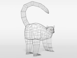 low poly cartoon ring tailed lemur 3D Model