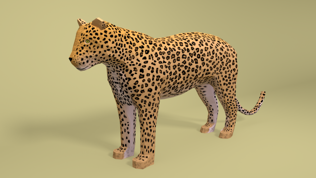 low poly cartoon leopard 3D Modell .c4d .max .obj .3ds .fbx .stl .blend