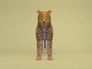 low poly cartoon leopard 3D Model