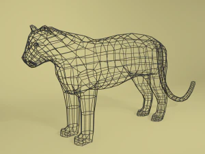 low poly cartoon leopard 3D Model