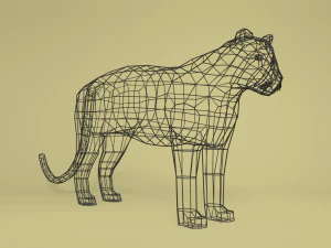 low poly cartoon leopard 3D Model