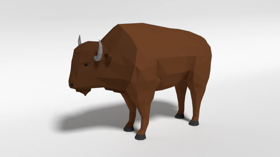 low poly cartoon bison 3D Model .c4d .max .obj .3ds .fbx .stl .blend 
