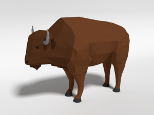 low poly cartoon bison Modelo 3D
