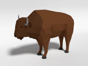 bison de dessin animé low poly Modèle 3D