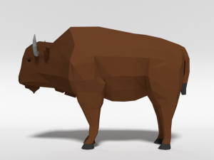 low poly cartoon bison Model 3D