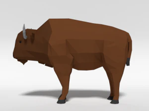 low poly cartoon bison 3D Model