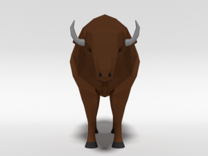 low poly cartoon bison Model 3D