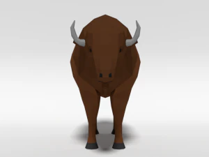 low poly cartoon bison 3D Model