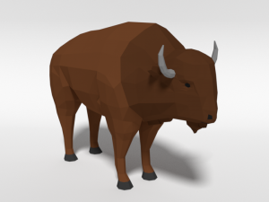 low poly cartoon bison Model 3D