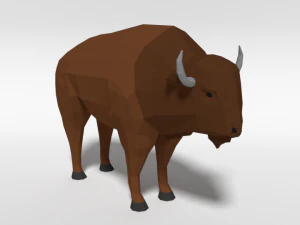 low poly cartoon bison 3D Model